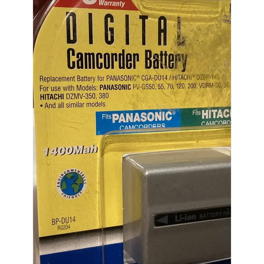 Digital Camcorder Replacement Battery - Panasonic, Hitachi - 1400mAh 7.4V